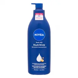 Leche corporal nutritiva Nivea con ácido hialurónico, aceite de almendras y sérum de nutrición profunda Bote 0.4 100 ml