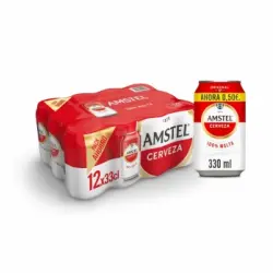 Cerveza Amstel pack de 12 latas de 33 cl.