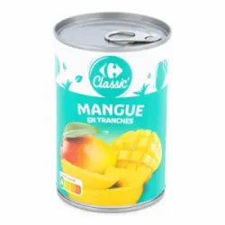 Mango en rodajas en almíbar ligero Carrefour Classic 235 g.