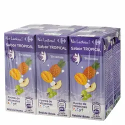 Zumo de fruta y leche Carrefour Tropical sin lactosa pack de 6 briks de 20 cl.