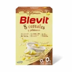 Papilla infantil desde 5 meses 8 cereales y plátano Blevit sin azúcar añadido 250 g.