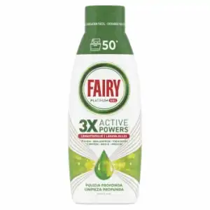 Gel para lavavajillas automáticos limpieza profunda Fairy Platinum 50 Lavados.