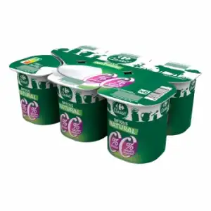 Bífidus natural Carrefour Classic sin azúcares añadidos pack de 6 unidades de 125 g.