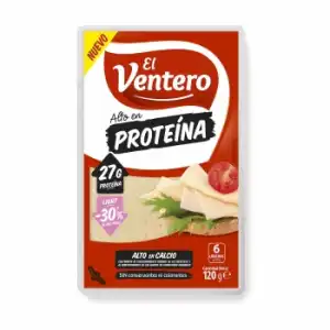 Queso de vaca alto en proteína en lonchas El Ventero 120 g.