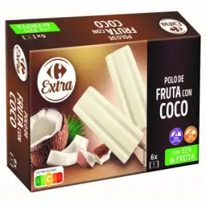 Helado de fruta con coco Carrefour Extra sin gluten y sin lactosa 6 ud.