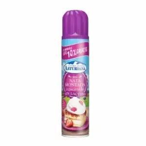 Nata montada azucarada Central Lechera Asturiana sin lactosa spray 250 ml.