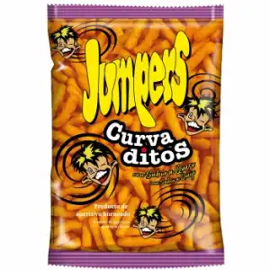 Aperitivo de maíz sabor a queso Curvaditos Jumpers sin gluten 100 g.