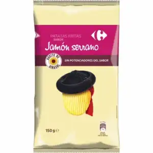 Patatas fritas sabor jamón serrano Carrefour 150 g.