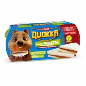 Relleno vegetal para sandwich sabor hamburguesa Quokka La Piara sin guten pack de 2 unidades de 75 g.