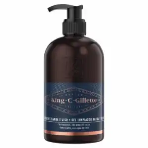 Gel limpiador para barba y rostro refrescante con agua de coco King C Gillette 350 ml.