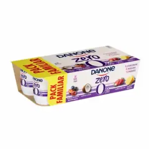 Yogures desnatados aromatizados sabor coco, fresa, frutos del bosque y limón Zero Danone pack de 8 unidades de 120 g.