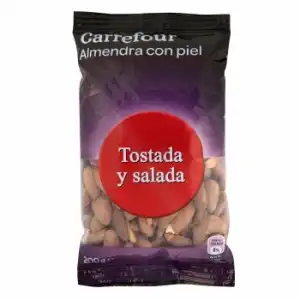 Almendras tostada y salada con piel Carrefour 200 g.