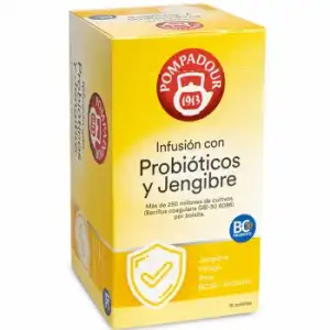 Infusión probióticos y jengibre en bolsitas Pompadur 15 ud.