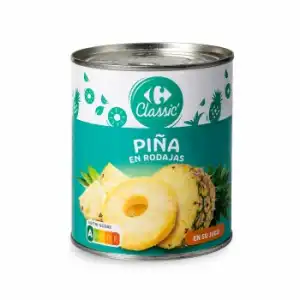 Piña en rodajas en su jugo Classic Carreofur 490 g.