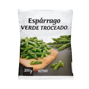 Espárrago verde troceado Hacendado ultracongelado Paquete 0.3 kg