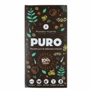 Chocolate puro 100% cacao ecológico Planeta Huerto sin gluten y sin lactosa 100 g.