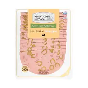 Mortadela de pavo con aceitunas Hacendado finas lonchas Paquete 0.2 kg