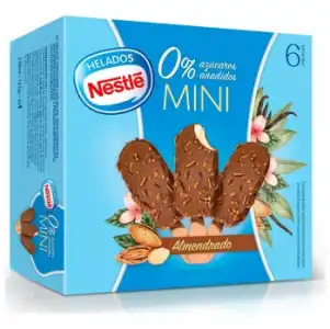 Mini bombón helado sabor vainilla almendrado sin azúcar añadido Nestlé 6 ud.