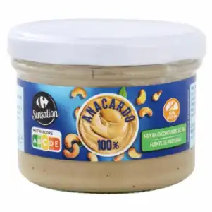 Crema de anacardo Sensation Carrefour sin gluten 200 g.