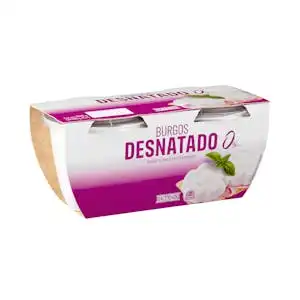 Queso fresco Burgos desnatado 0% m.g Hacendado 2 tarrinas X 0.25 kg