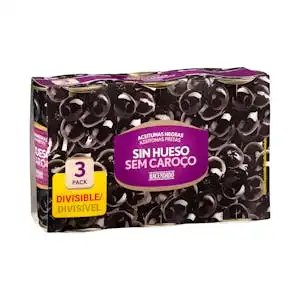 Aceitunas negras sin hueso Hacendado 3 botes X 0.15 kg