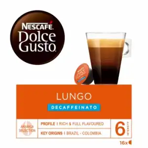 Café lungo descafeinado en cápsulas Nescafé Dolce Gusto 16 unidades de 7 g.