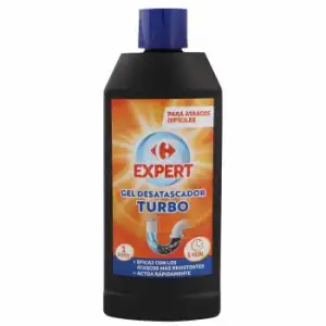 Gel desatascador turbo tuberias Carrefour 500 ml.