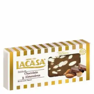 Turrón de chocolate y almendras premium Lacasa sin gluten 250 g.