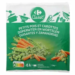 Guisantes y zanahorias Carrefour 1 kg.