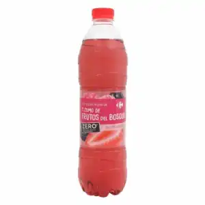 Agua mineral Carrefour con zumo de frutas del bosque zero sin azúcares añadidos 1,5 l.