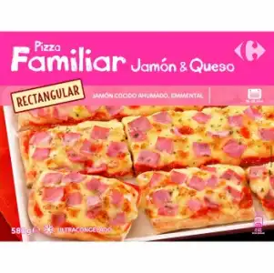 Pizza de jamón y queso Carrefour 580 g.