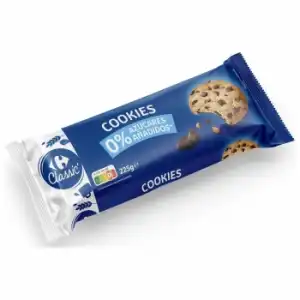 Cookies con pepitas de chocolate sin azúcar añadido Classic Carrefour 225 g.