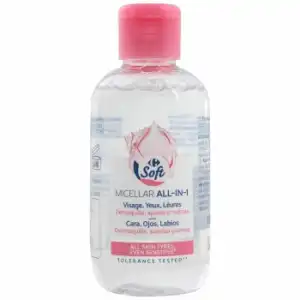 Agua micelar desmaquillante Carrefour Soft 100 ml.