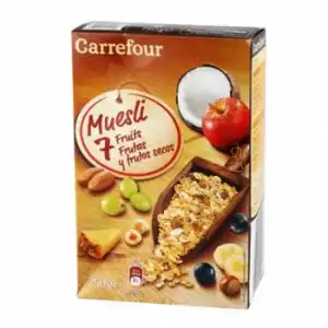 Cereales con frutas y frutos secos Muesli Carrefour 750 g.