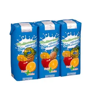 Fruta + leche Mediterráneo Hacendado sin azúcares añadidos 3 mini bricks X 330 ml