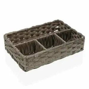 Cesta con 4 Compartimentos VERSA 30x20x7 cm - Gris