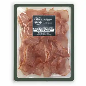 Lomo de Cebo Ibérico 50% Raza Ibérica en lonchas extrafinas Carrefour El Mercado sin gluten 100 g