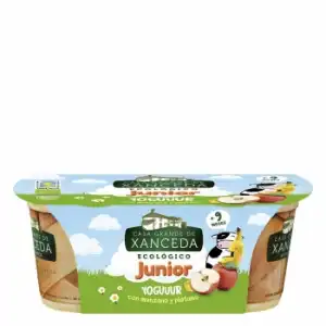 Yogur con manzana y plátano ecológico Junior Casa Grande de Xanceda pack de 2 unidades de 125 g.