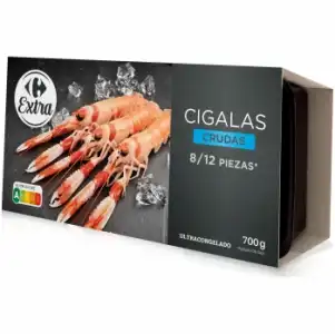 Cigalas crudas 8/12 piezas Carrefour Extra 700 g.