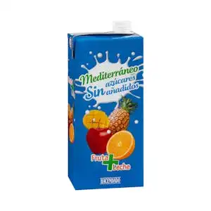 Fruta + leche Mediterráneo Hacendado sin azúcares añadidos Brick 1 L