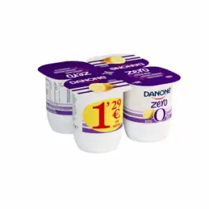 Yogur desnatado aromatizado con sabor a limón Danone pack de 4 unidades de 120 g.