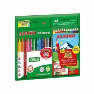 Pack 12 Lápices Alpino + 12 Rototuladores Standard Alpino