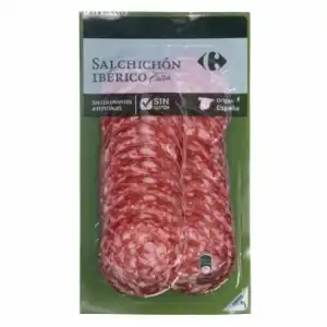 Salchichón Ibérico extra en lonchas Carrefour sin gluten 100 g.