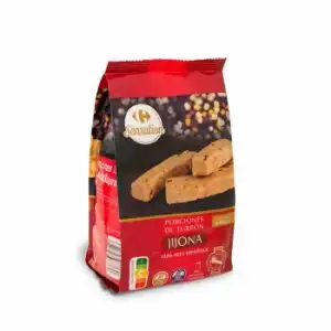 Turrón de Jijona en porciones Extra Carrefour sin gluten y sin lactosa 180 g.