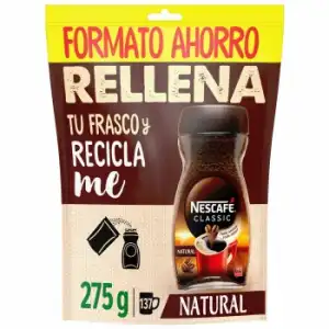 Café solubre natural Nescafé doy pack 275 g.