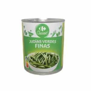 Judías verdes finas al natural Classic Carrefour 440 g.