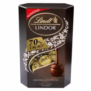 Bombones de chocolate extra negro 70% Lindt Lindor 200 g.