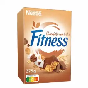 Cereales de avena y trigo integral con chocolates con leche Nestlé Fitness 375 g.