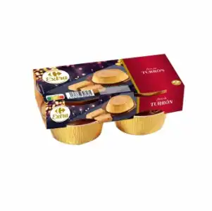 Flan de turrón Carrefour sin gluten pack de 4 unidades de 100 g.