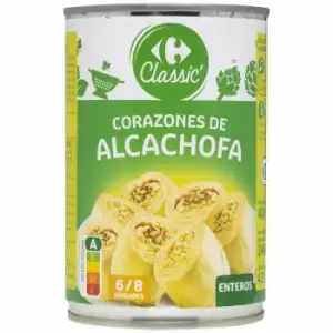 Corazones de alcachofas 6/8 piezas Carrefour sin lactosa 240 g.